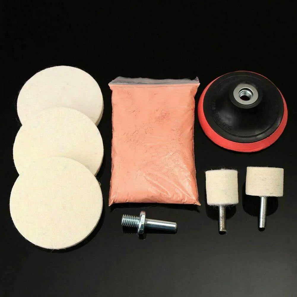 New 8X Cerium Oxide Glass Polishing Kit Windscreen Scratch Remover Felt Pad