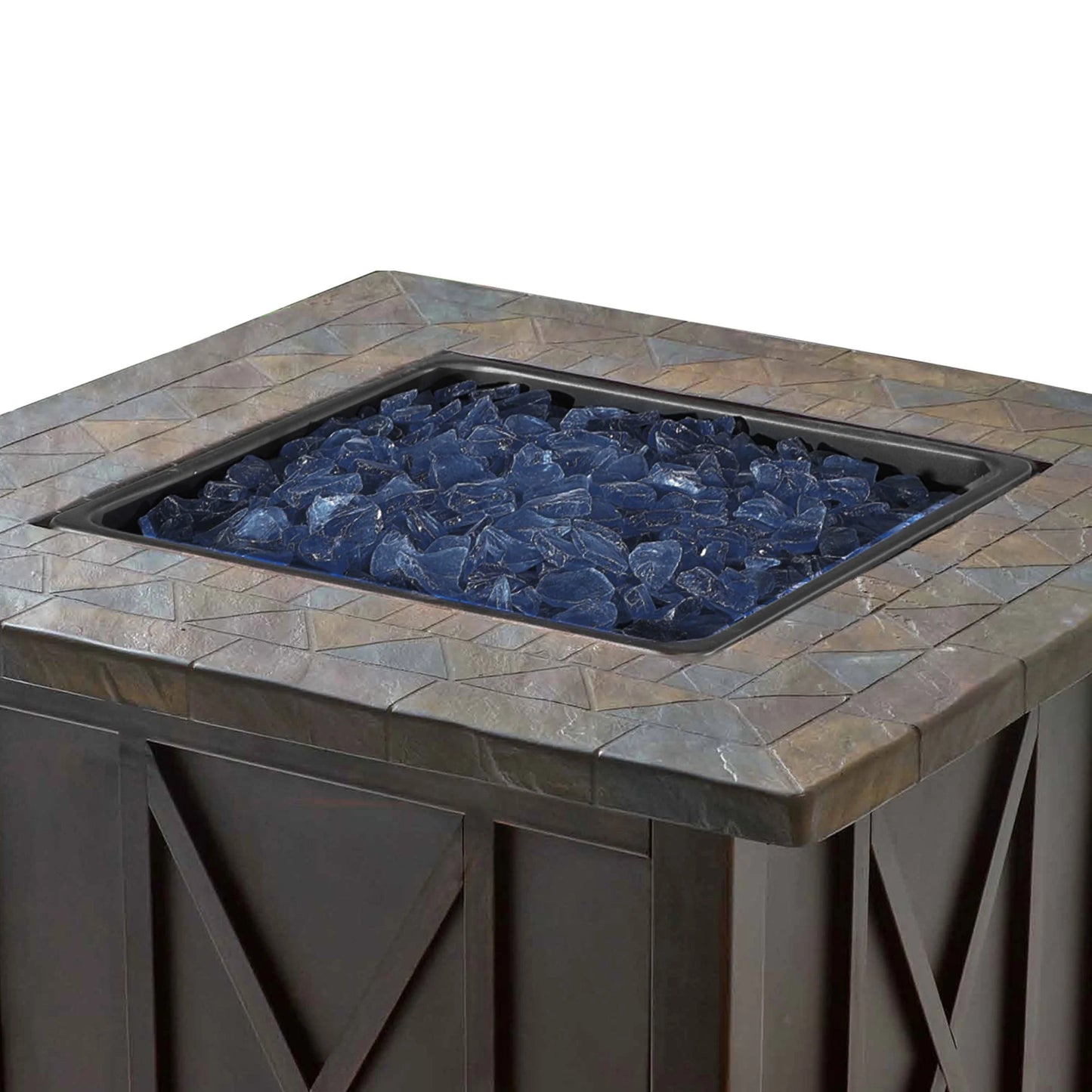 Endless Summer 30,000 BTU LP Gas Outdoor Fire Pit, Blue Fire Glass, Bronze
