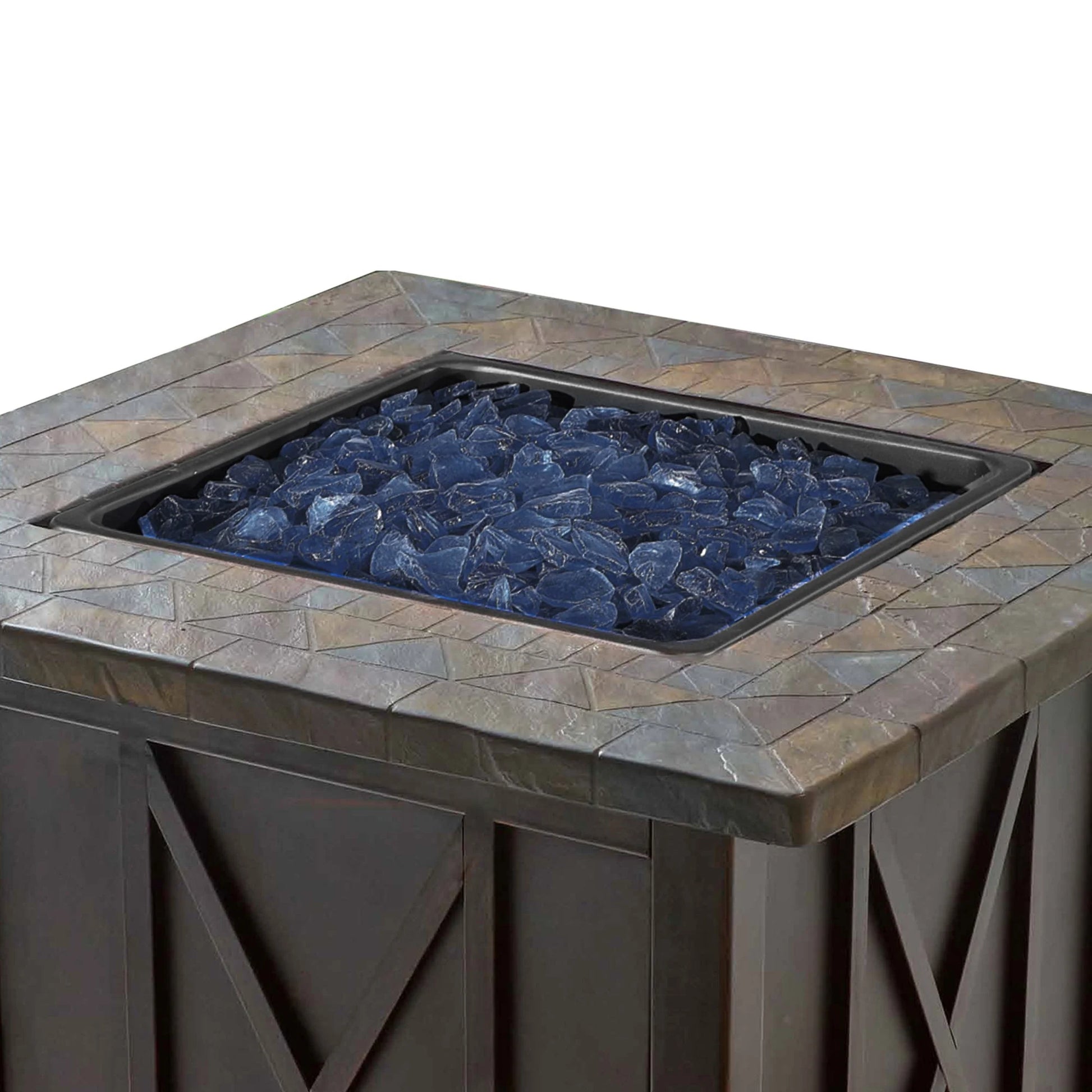 Endless Summer 30,000 BTU LP Gas Outdoor Fire Pit, Blue Fire Glass, Bronze