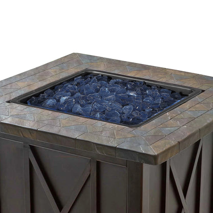 Endless Summer 30,000 BTU LP Gas Outdoor Fire Pit, Blue Fire Glass, Bronze