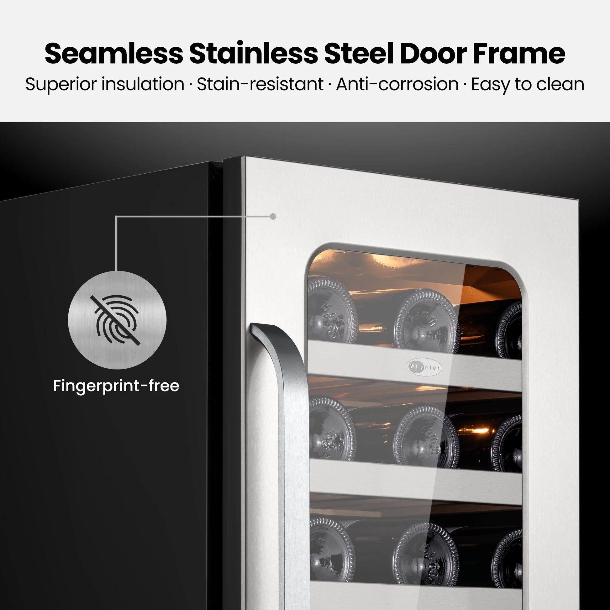 Whynter 15 Inch Wine Fridge Cooler - 33 Bottles Wine Fridge with Glass Door, Small Wine Refrigerator with 3 LED Light Built-in for Home Bar Kitchen