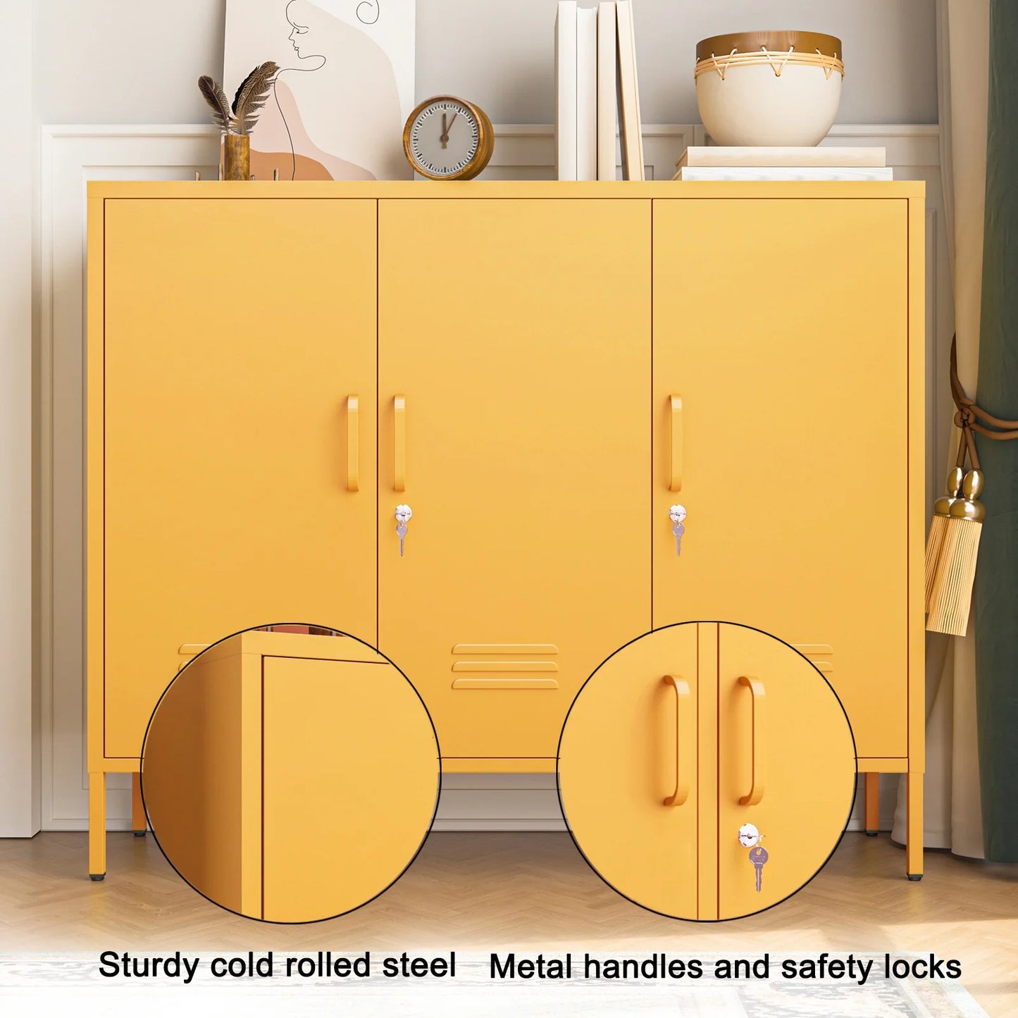 33 Inch Glass And Metal Storage Cabinet Adjustable Shelves 2 Door Lockable Lockers 3 Layer Multipurpose Lockers Laundry Room Or Utility Room Cabinet Home Purple Size 33"H X 29.5"W X 13.8"D