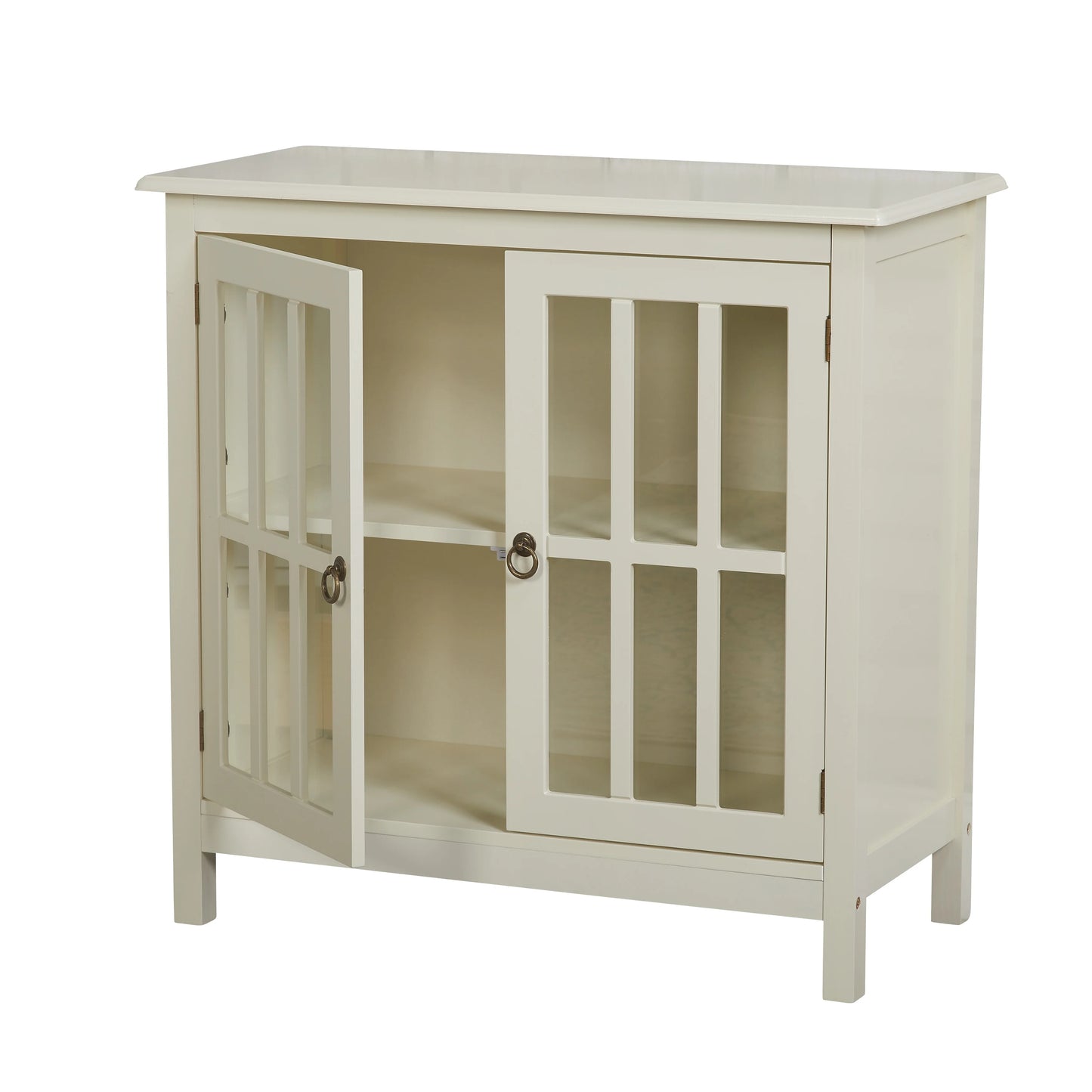 Simple Living Portland 2-Door Glass Cabinet Antique White