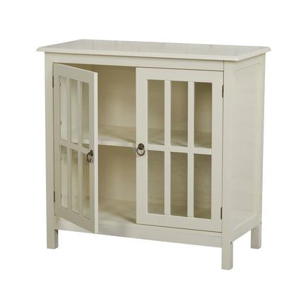 Simple Living Portland 2-Door Glass Cabinet Antique White