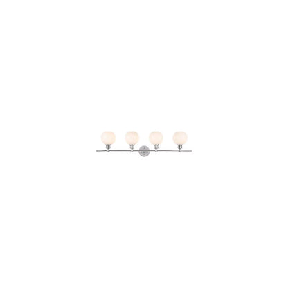 Collier 4 light Brass and Frosted white glass Wall sconce