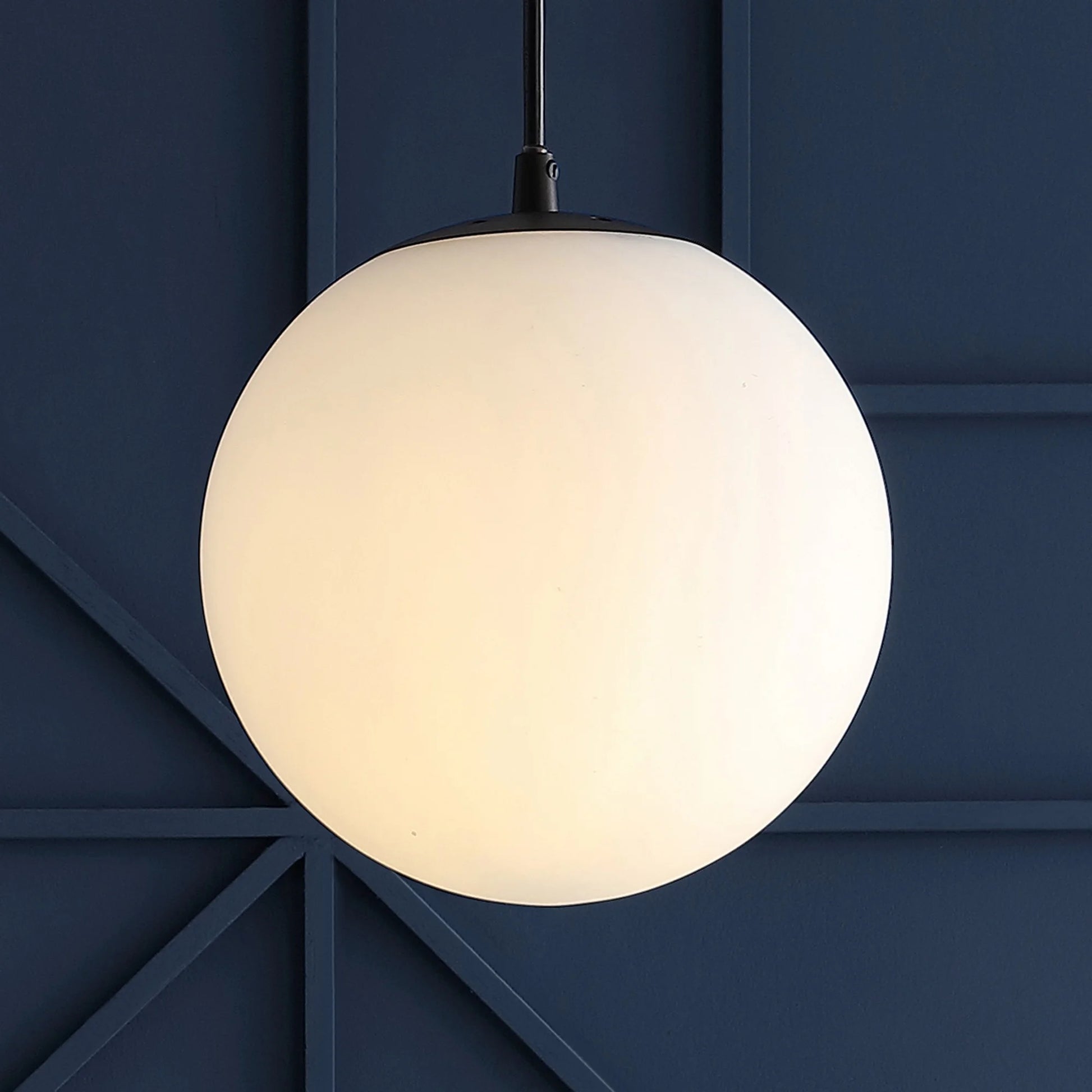 JONATHAN Y Bleecker 7.75" Metal/Glass Globe LED Pendant, White/Oil Rubbed Bronze