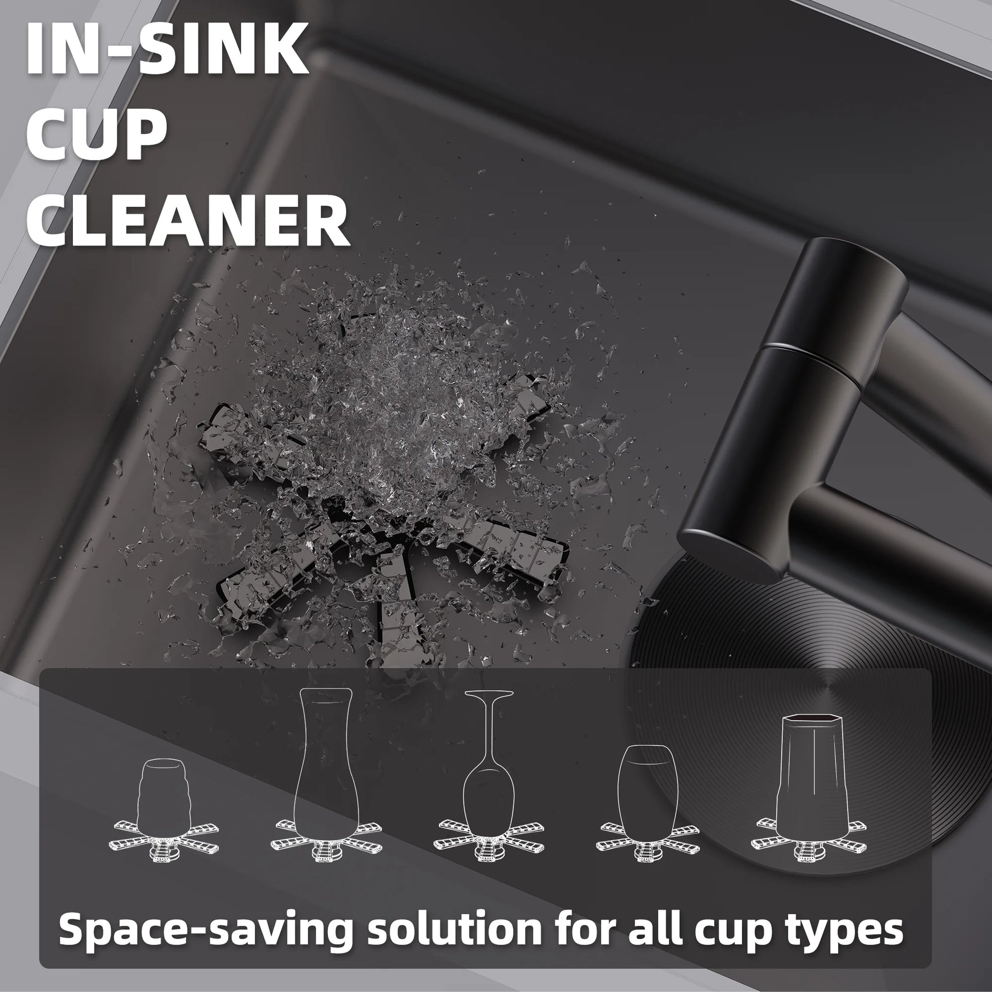 RV Sink, 12 x 17 Inch Undermount Bar Sink Premium Stainless Steel RV Kitchen Sink with Hideaway Faucet and Glass Rinser, Dark Grey