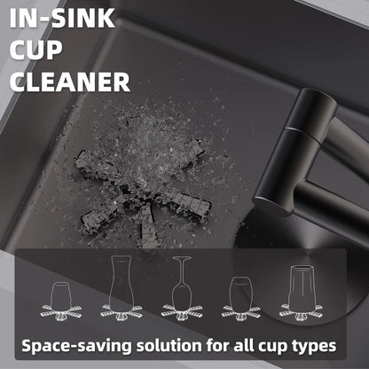 RV Sink, 12 x 17 Inch Undermount Bar Sink Premium Stainless Steel RV Kitchen Sink with Hideaway Faucet and Glass Rinser, Dark Grey