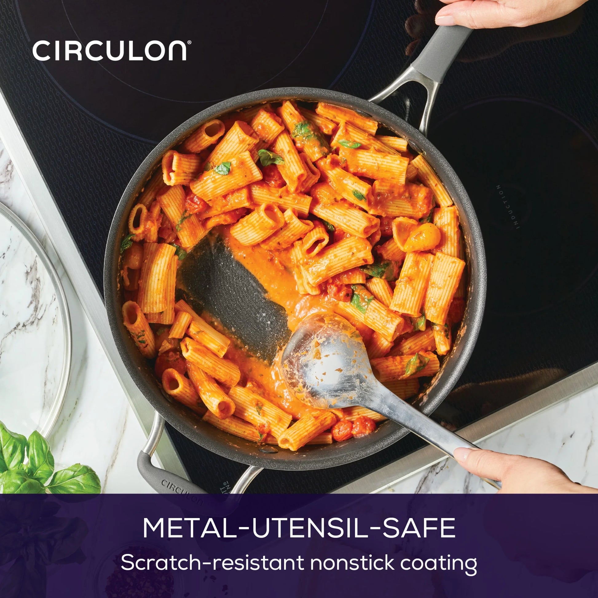 Circulon A1 Series 5-Quart Nonstick Induction Saut Pan with Tempered Glass Lid, Graphite
