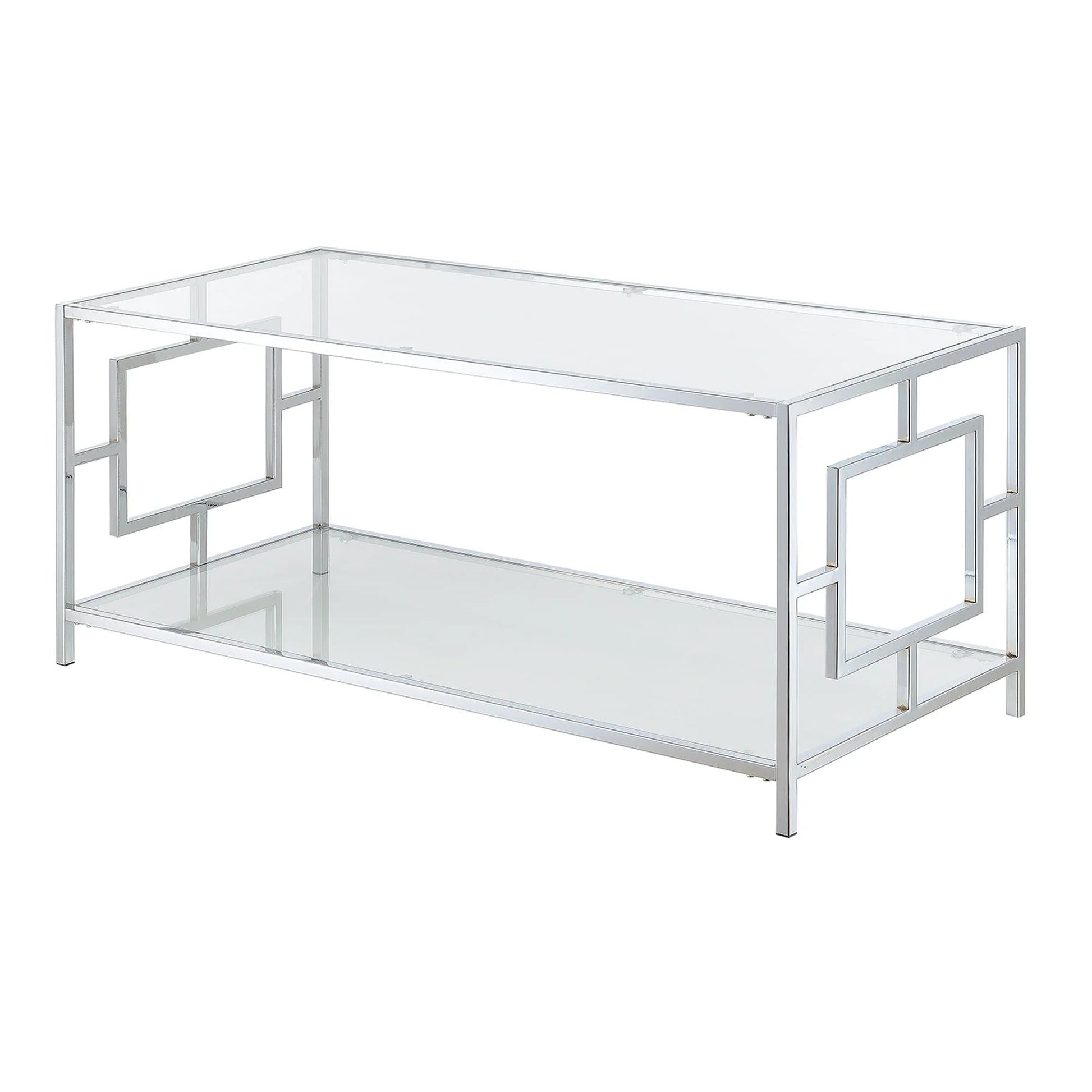 Convenience Concepts Town Square Coffee Table, Clear Glass/Chrome Frame