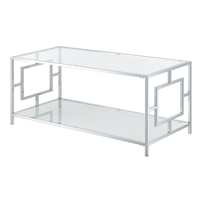Convenience Concepts Town Square Coffee Table, Clear Glass/Chrome Frame