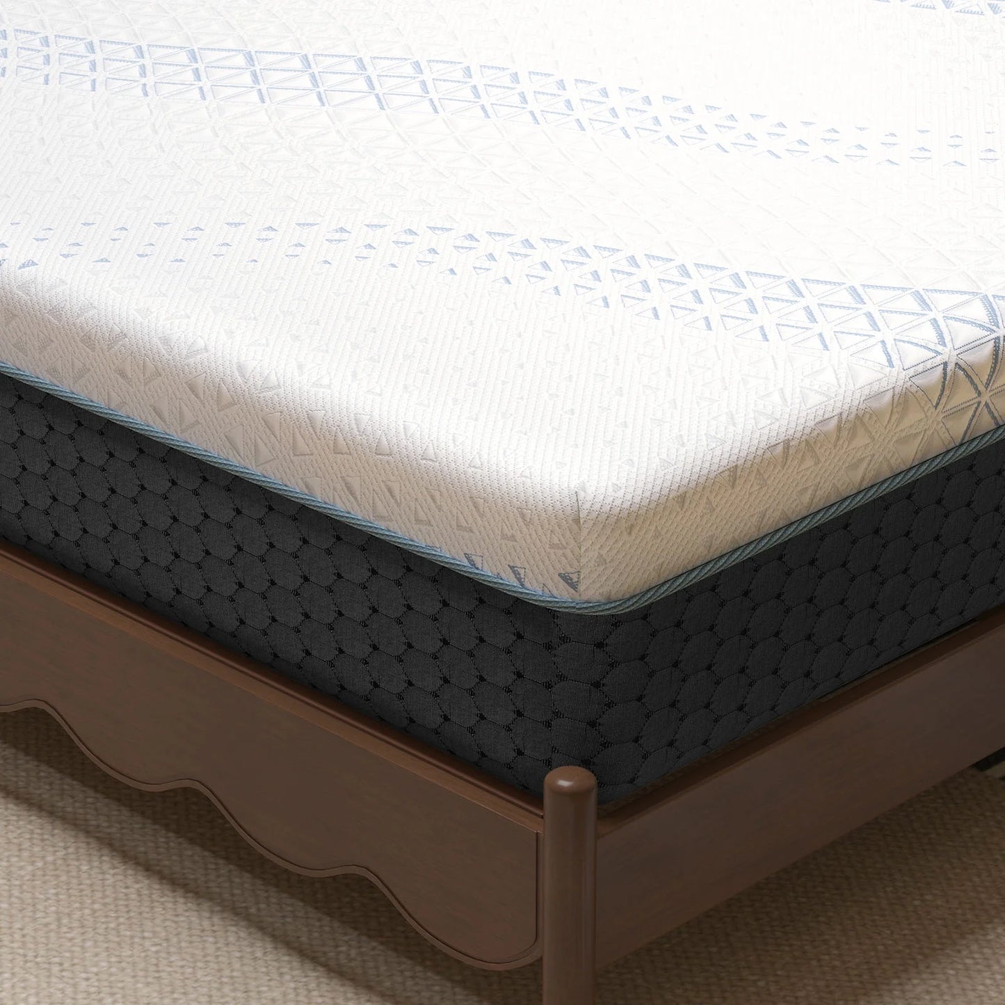 12 Inch Queen Green Tea Memory Foam Mattress for Cool Sleep & Pressure Relief, Bed in a Box, Removable Cover No Fiberglass, CertiPUR-US Certified