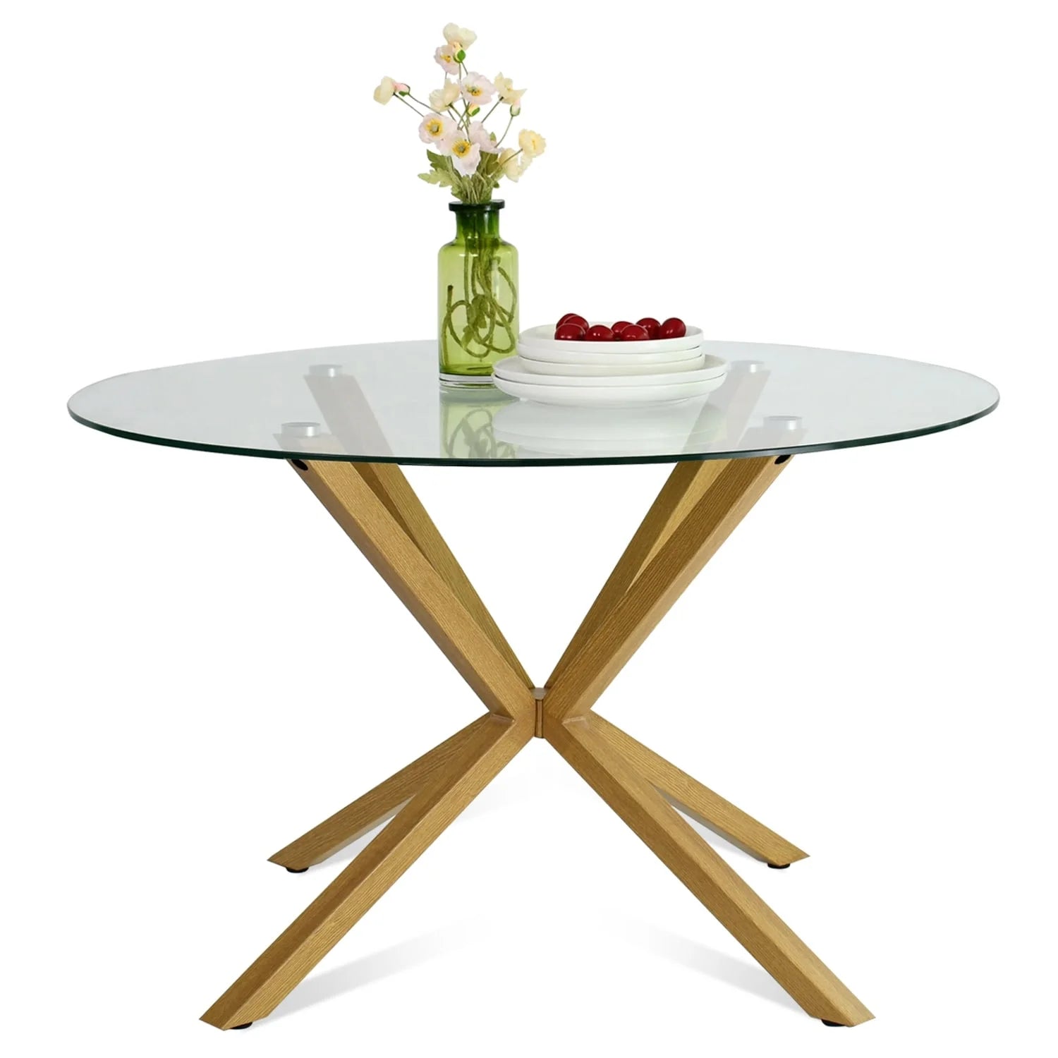 Jili Creation Round 39" Glass Dining Table - 39"x39"x30"