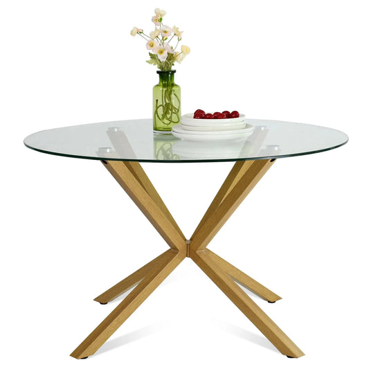 Jili Creation Round 39" Glass Dining Table - 39"x39"x30"
