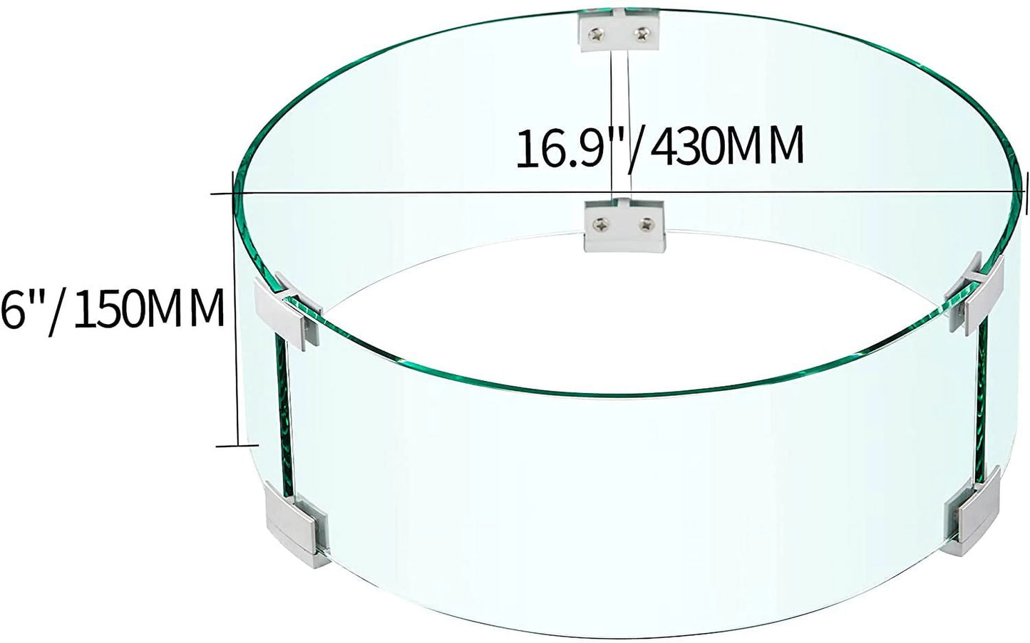 VEVOR Fire Pit Wind Guard, 17 x 17 x 6 inch Glass Flame Guard, Round Glass Shield, 1/4-Inch Thick Fire Table, Clear Tempered Glass Flame Guard, Steady Feet Tree Pit Guard for Propane, Gas, Outdoor