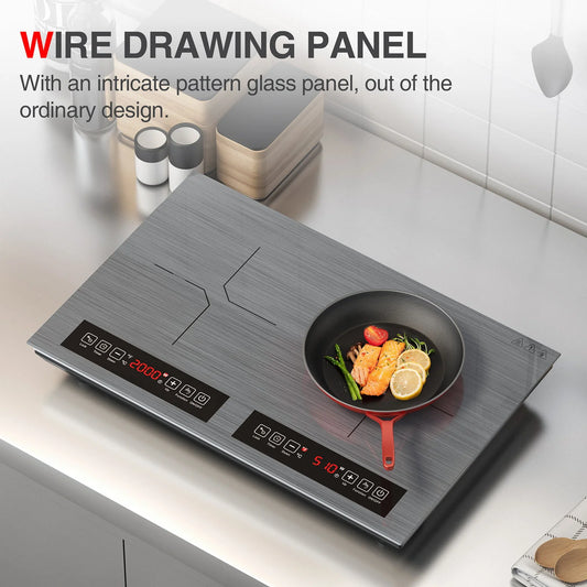 Induction Cooktop, 110V 24 Inch Electric Cooktop LED Touch Screen Burner, Overheat Protection Function Hot Plate, 9 Temperature and Power Safety Lock, Special Design Glass Panel Stove