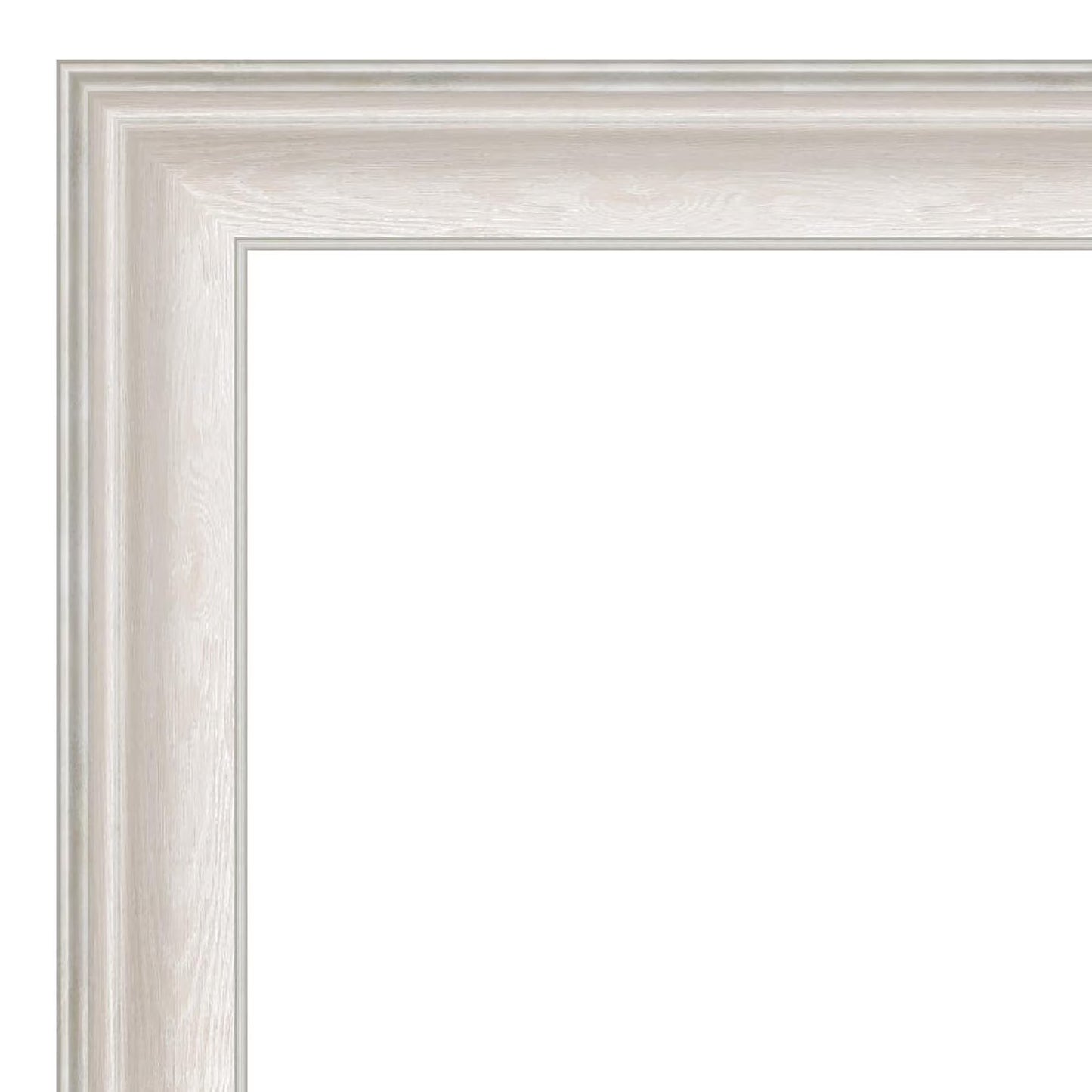 Amanti Art Wall Mounted Framed Vanity Mirror, Glass Size 40x30, Trio White Wash Silver