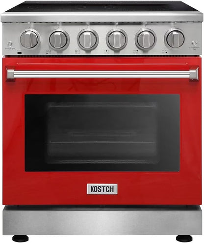30 inch Professional Electric Range with 5 Heating Elements Cooktop, 4.55 Cu. Ft. Convection Oven Capacity, Smooth Glass Top, in Stainless Steel, KOS-30RE06H (Stainless Steel)