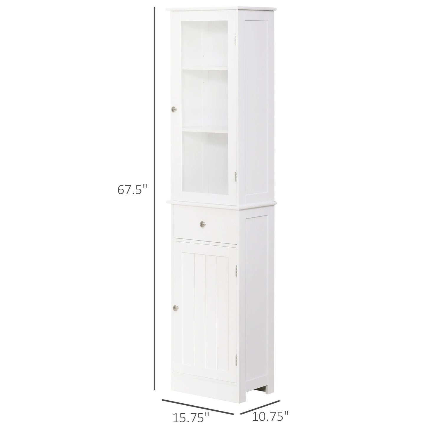 DUOSONG 5-Tier Display Cabinet, Glass Display Case With 2 Doors And Adjustable Shelves, Wall-Mounted, Grey Gray Glass Furniture Primary Living Space Cabinets