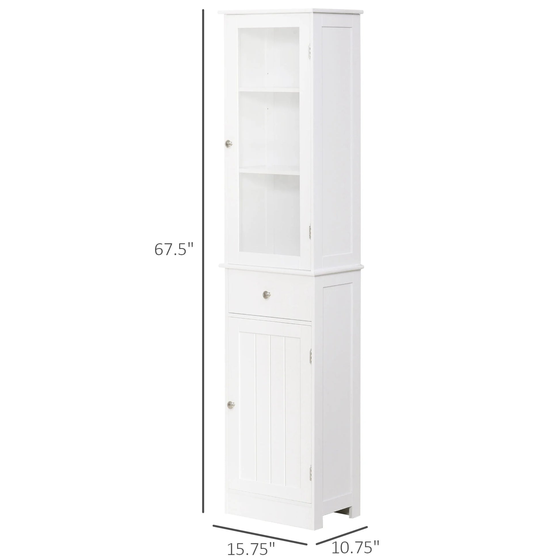 DUOSONG 5-Tier Display Cabinet, Glass Display Case With 2 Doors And Adjustable Shelves, Wall-Mounted, Grey Gray Glass Furniture Primary Living Space Cabinets