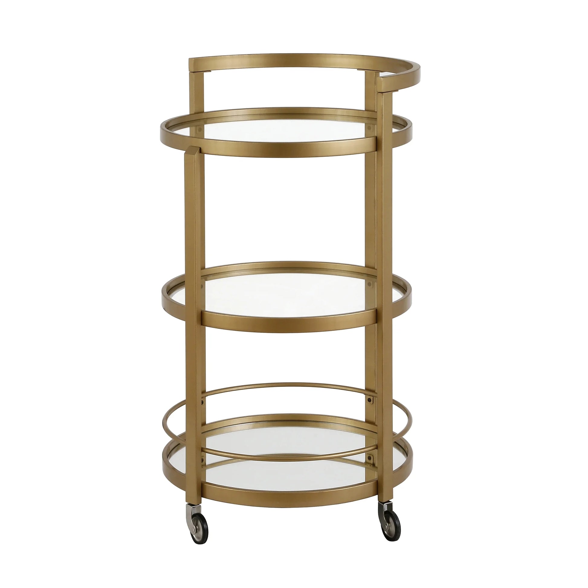 Evelyn& Zoe 21" Blackened Bronze Metal/Glass Bar Cart
