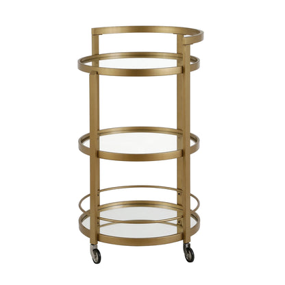 Evelyn& Zoe 21" Blackened Bronze Metal/Glass Bar Cart
