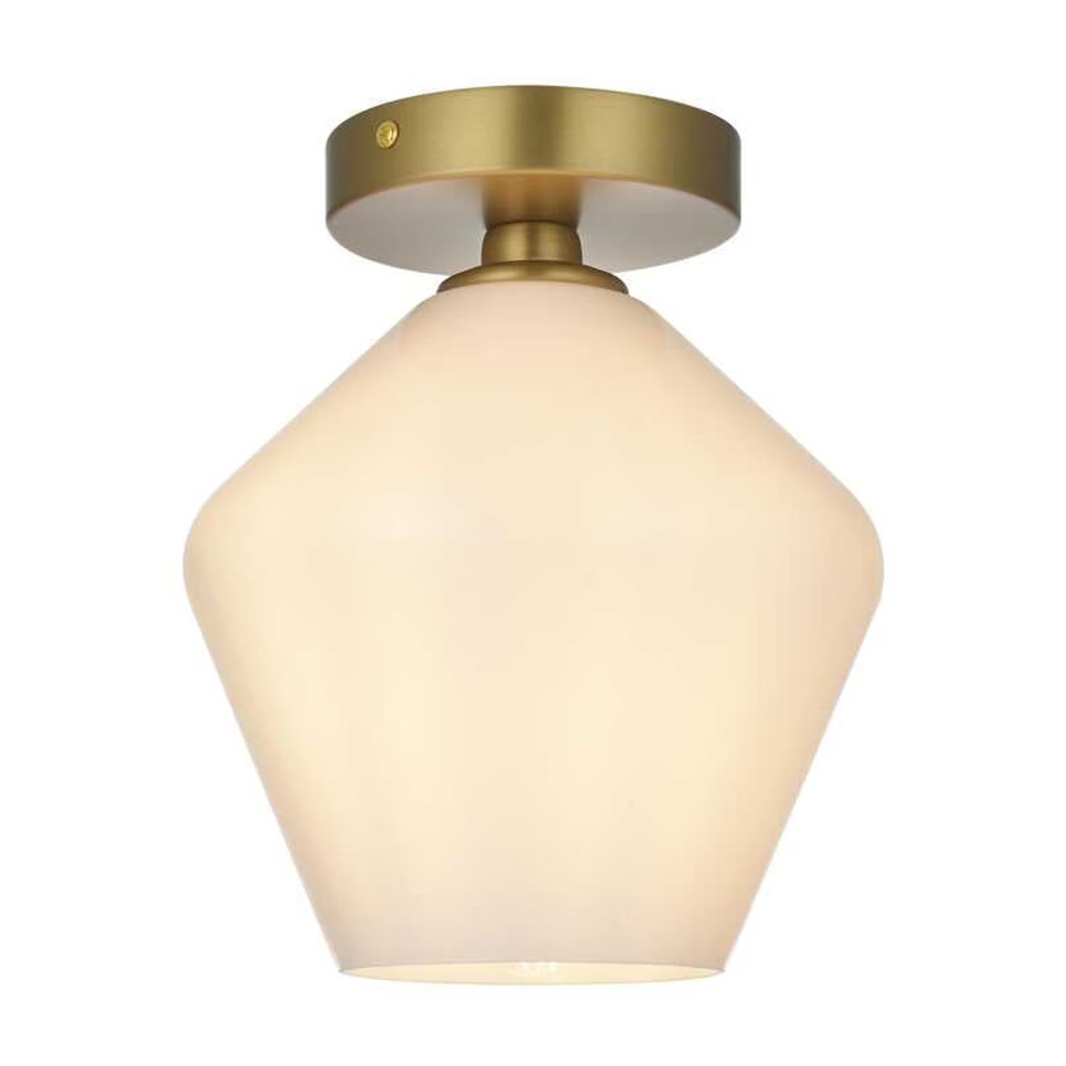 Gene 1 light Brass and Frosted white glass Flush mount
