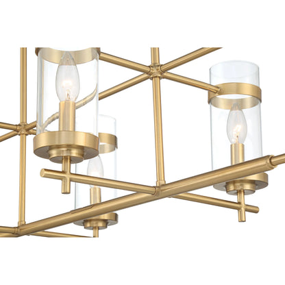 Possini Euro Design Mikel Soft Gold Linear Island Pendant Chandelier 42" Wide Modern Clear Glass Shade 6-Light Fixture for Dining Room House Kitchen