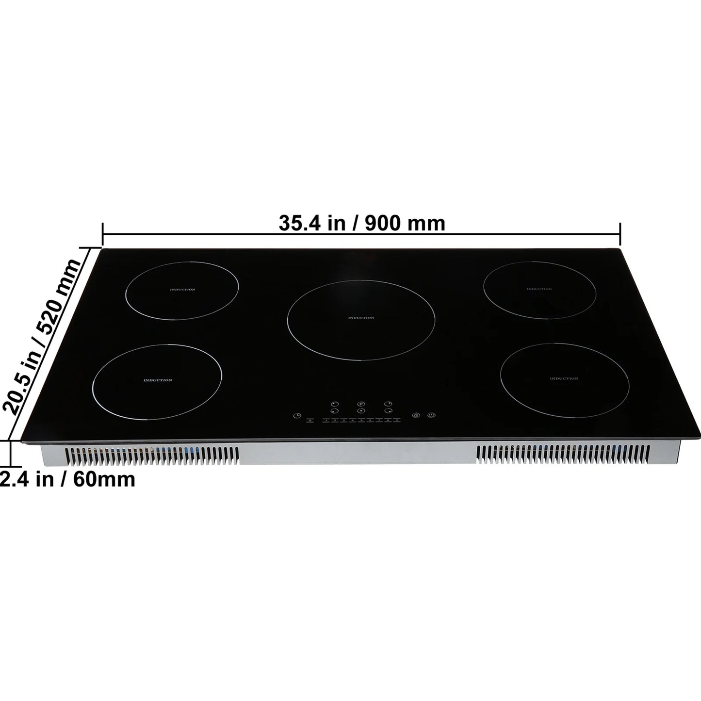 KFFKFF 5 Burners Ceramic Glass Stove Top Touch Control 36 inch Electric Cooktop