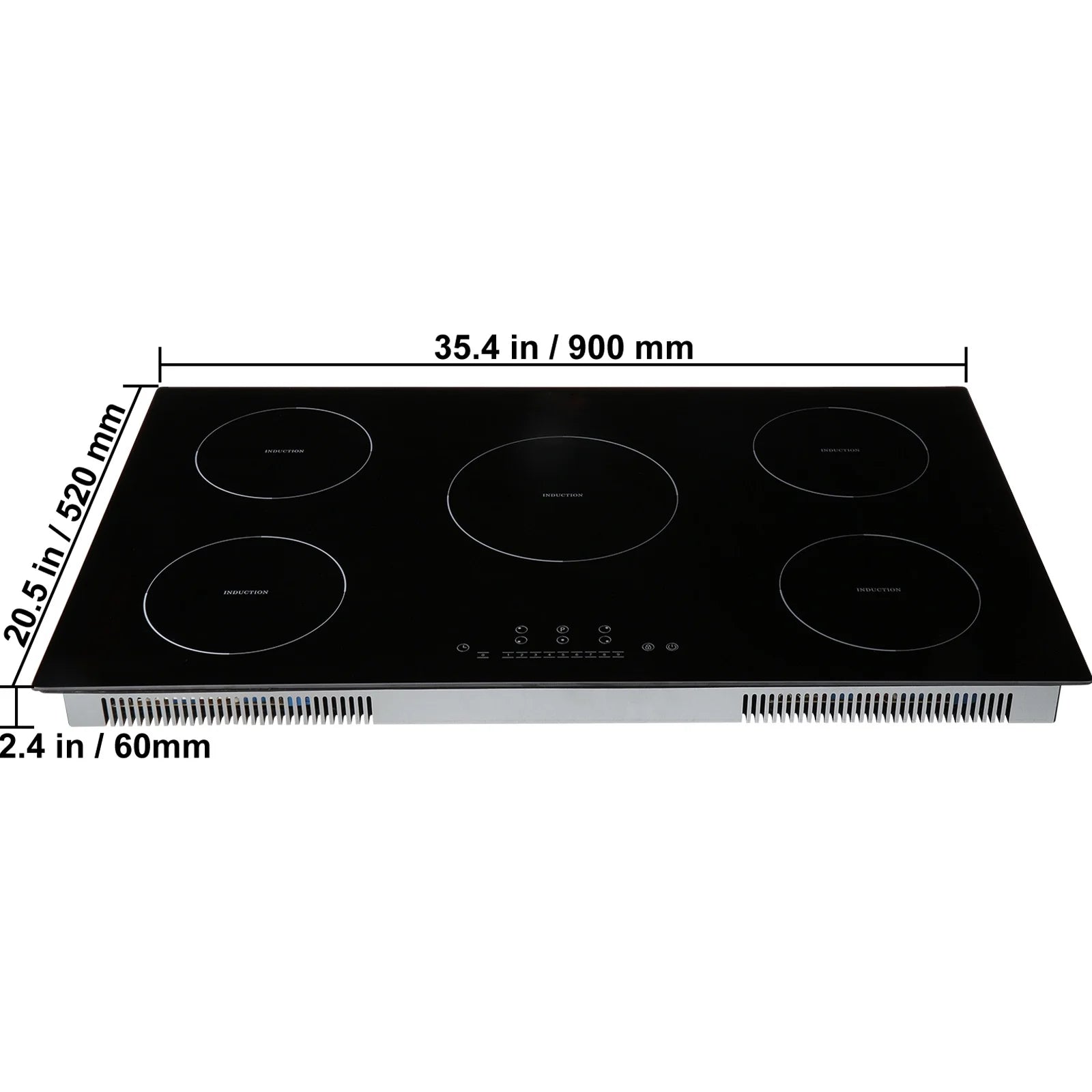 KFFKFF 5 Burners Ceramic Glass Stove Top Touch Control 36 inch Electric Cooktop