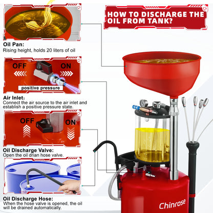 2024 Upgraded Design Pneumatic Oil Drainer & Extractor | Waste Oil Drain Tank | High-Quality Tempered Glass Measuring Cup