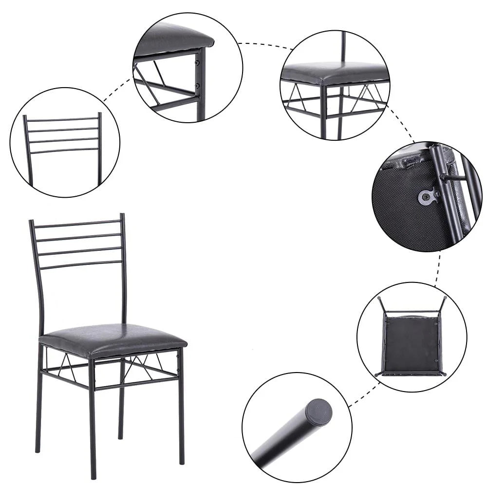 Ktaxon 5 Pcs Dining Set Glass Top Table and 4 Chairs Kitchen Room Furniture Black