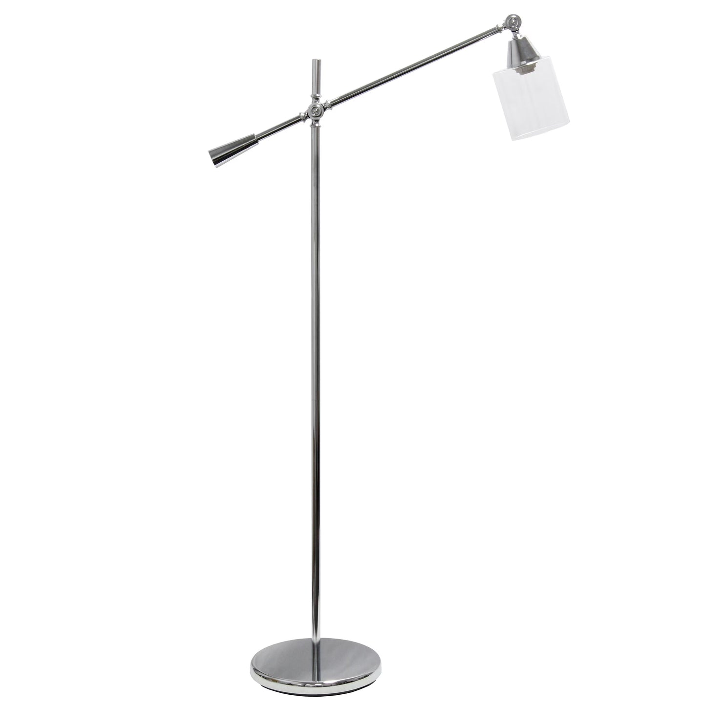Lalia Home Swing Arm Floor Lamp with Clear Glass Cylindrical Shade, Black Matte
