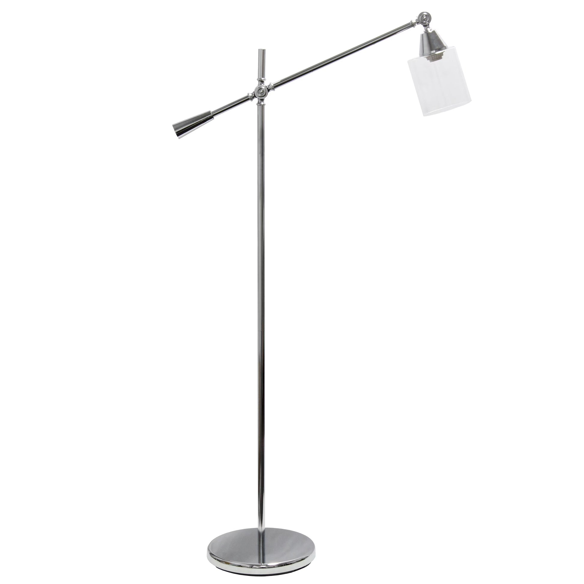 Lalia Home Swing Arm Floor Lamp with Clear Glass Cylindrical Shade, Black Matte