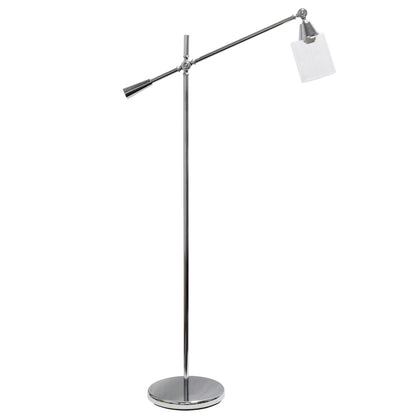 Lalia Home Swing Arm Floor Lamp with Clear Glass Cylindrical Shade, Black Matte