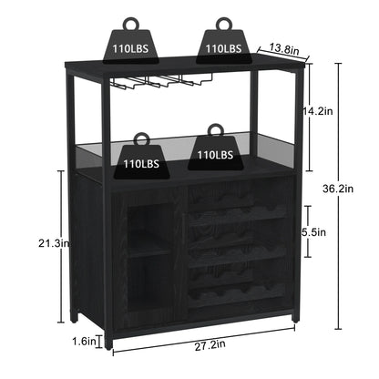 Wine Bar Rack Cabinet with Detachable Wine Rack, Bar Cabinet with Glass Holder, Small Sideboard and Buffet Cabinet with Mesh Door (White)