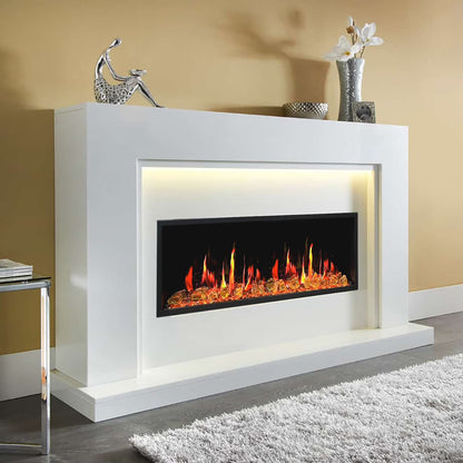 Litedeer Homes Latitude 75" Smart Electric Fireplace with App, Crackling Fire Sounds, Reflective Amber Glass, Black - ZEF75VA