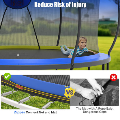 14 Ft Trampoline for Kids and Adults, Outdoor Trampoline with Fiberglass Rods and Smart Zipper System Zero Gaps, Segmart Recreational Trampoline with Enclosure Net, 880LBS Heavy Duty Trampoline