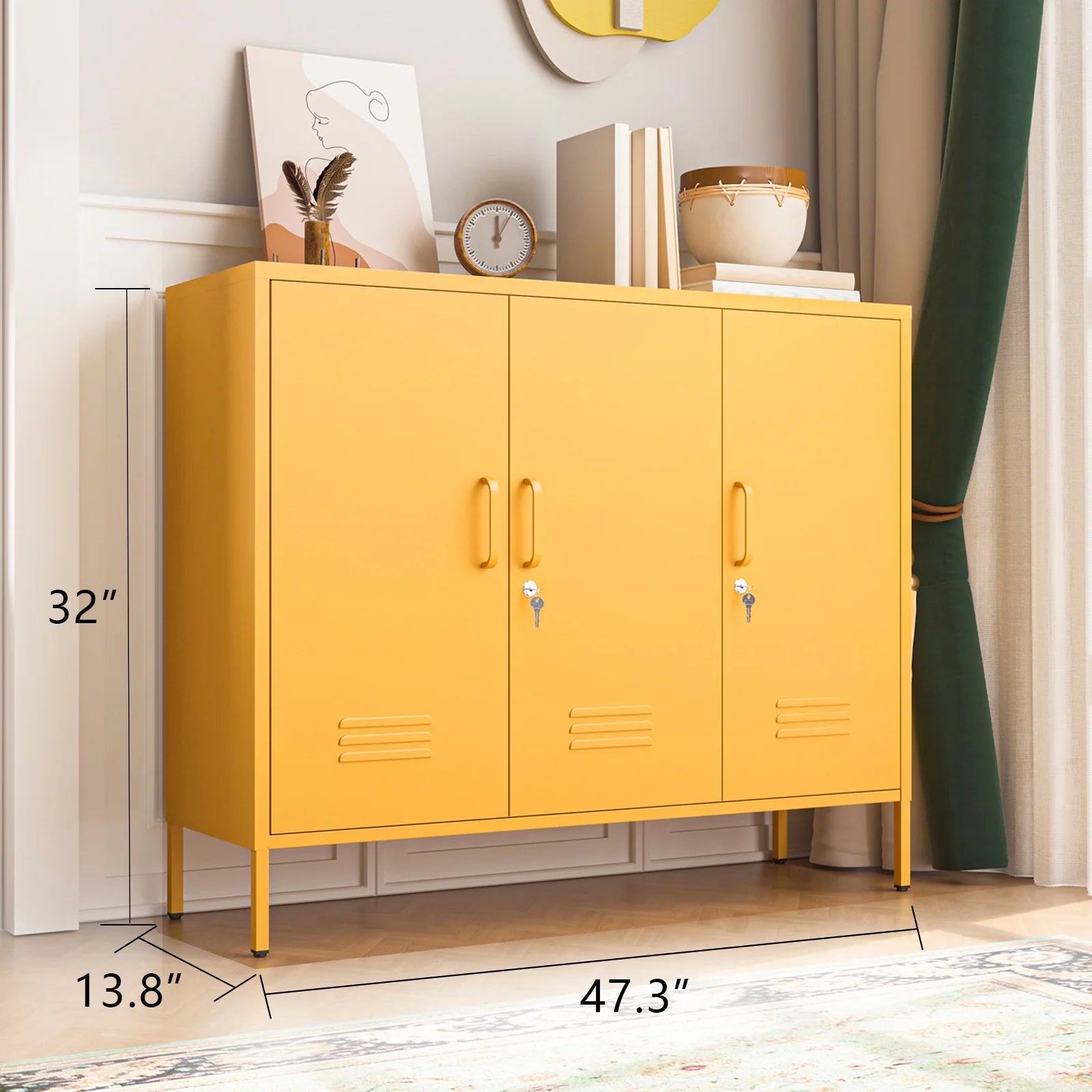 33 Inch Glass And Metal Storage Cabinet Adjustable Shelves 2 Door Lockable Lockers 3 Layer Multipurpose Lockers Laundry Room Or Utility Room Cabinet Home Purple Size 33"H X 29.5"W X 13.8"D