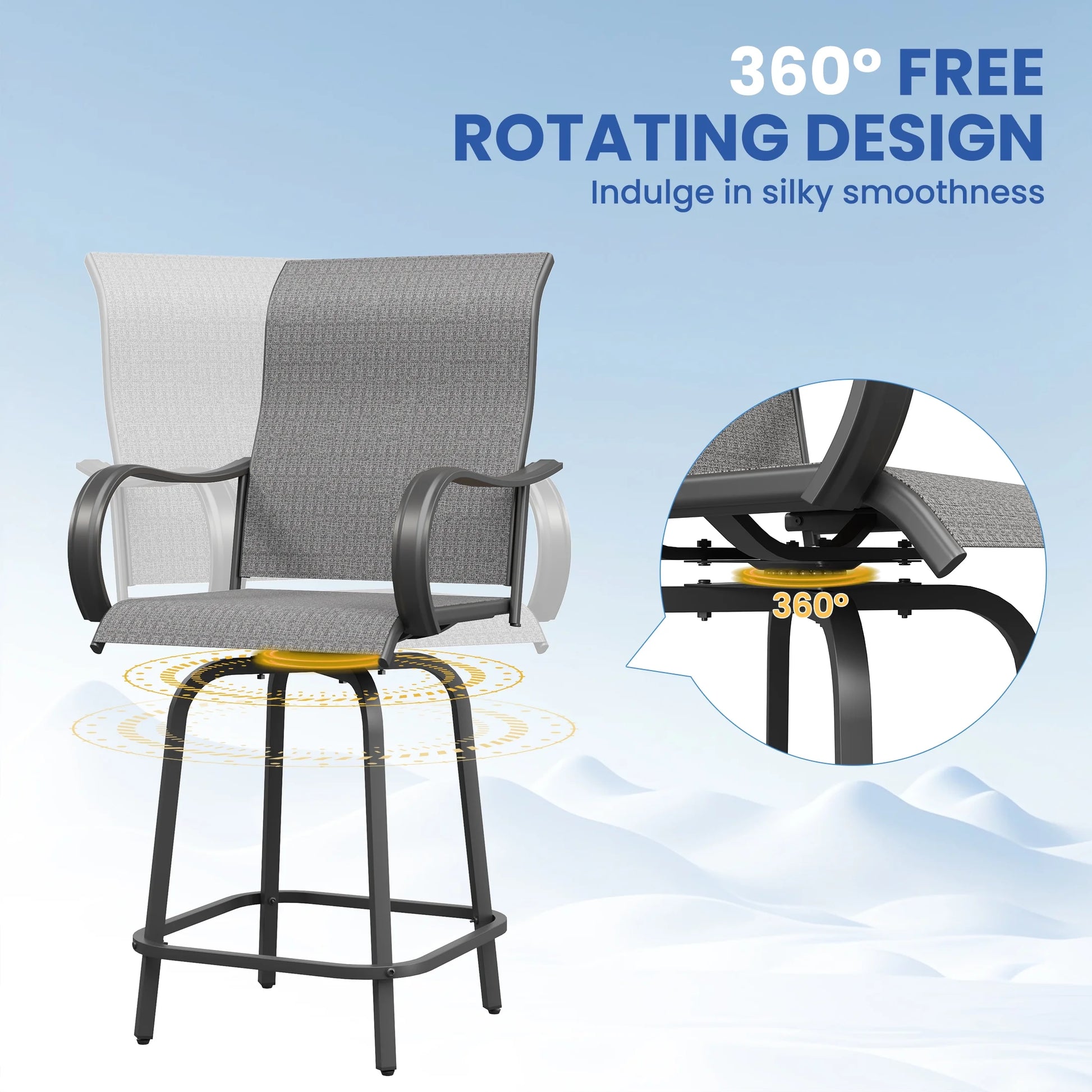 Poteban Patio Bar Height Table with Umbrella Hole, 2-Tier High Top Outdoor Bistro Table, Square Tempered Glass Metal Table for Patio, Lawn, Bar