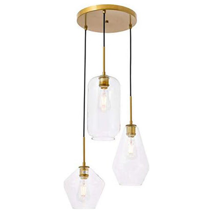 Gene 3 light Chrome and Clear glass pendant