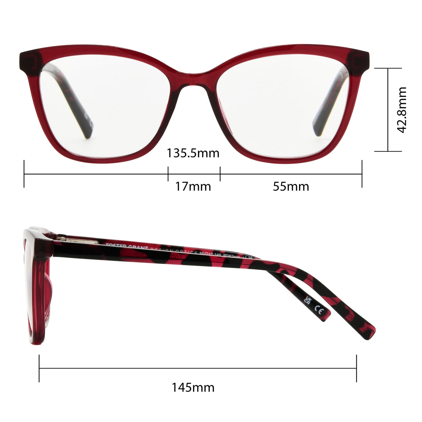 Design Optics by Foster Grant #811 Fashion Cateye Reading Glasses, 3-pack
