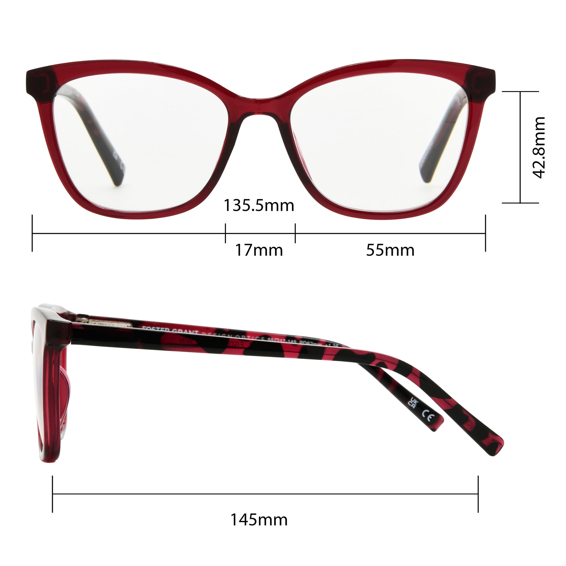 Design Optics by Foster Grant #811 Fashion Cateye Reading Glasses, 3-pack