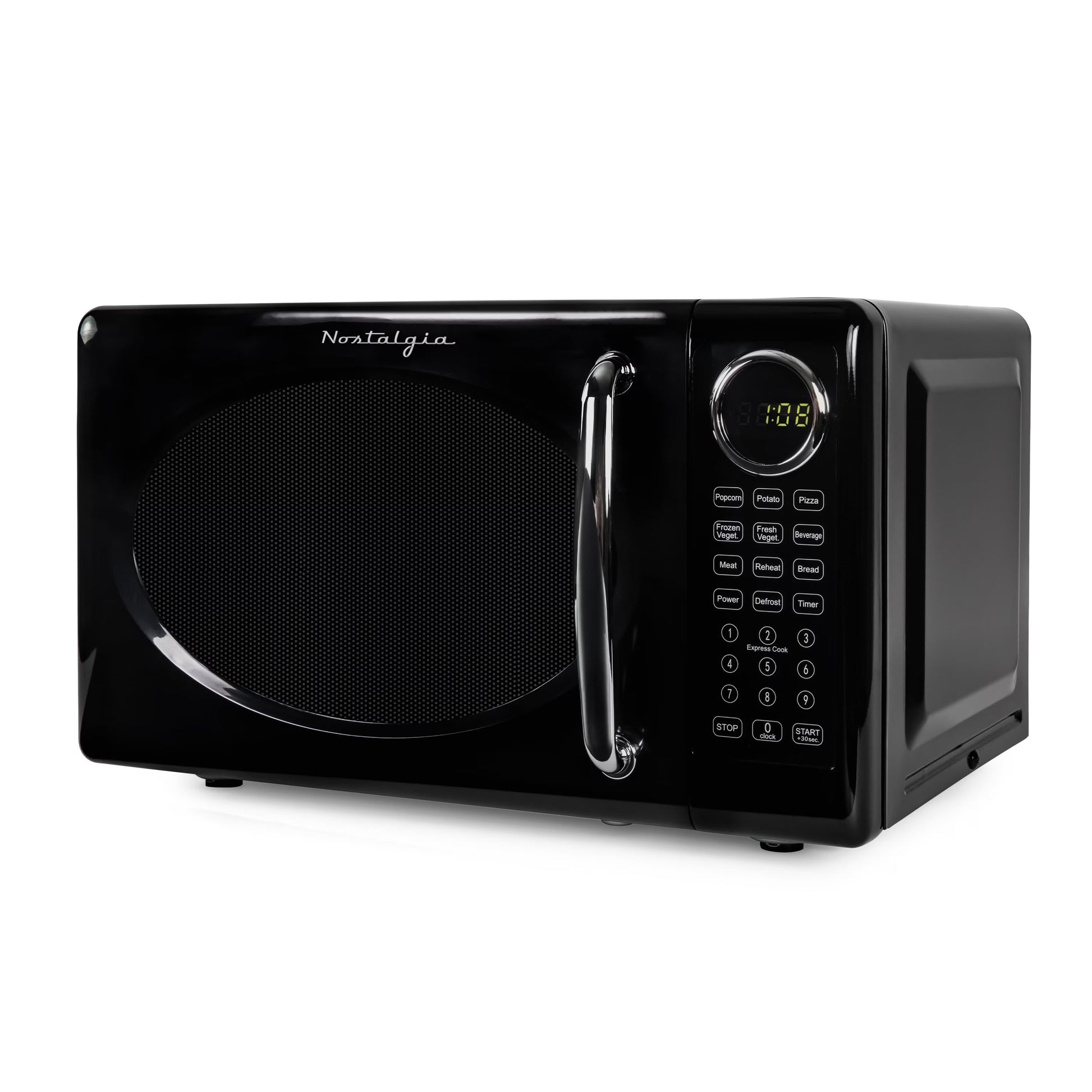 Nostalgia Retro Microwave Oven - 0.7 Cu Ft & 700-Watt Countertop Microwave with Glass Turntable, Child Safety Lock, 8 Auto-Cook Programs & Digital Clock - Aqua