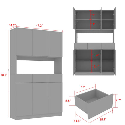 KULAGAGA Bookcases Organizer with LED Lights, Heavy Duty Display Cabinet with Glass Door for Living Room, 31.5" Wide