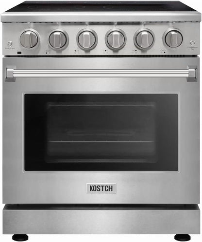 30 inch Professional Electric Range with 5 Heating Elements Cooktop, 4.55 Cu. Ft. Convection Oven Capacity, Smooth Glass Top, in Stainless Steel, KOS-30RE06H (Stainless Steel)