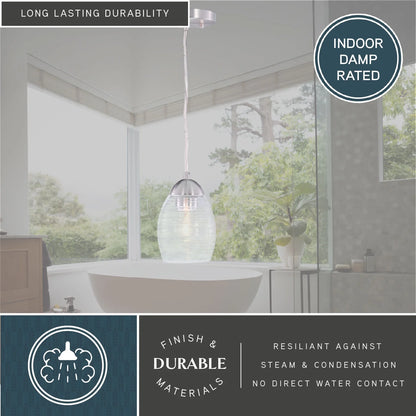Isley Satin Nickel Mini Pendant Ceiling Light Clear Spun Glass