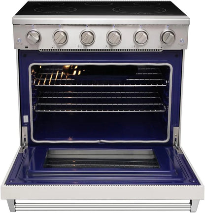 KOSTCH 36 inch Electric Range, 5-Burner Cooktop with 6.0 cu ft Convection Oven, Glass Top, in Stainless Steel