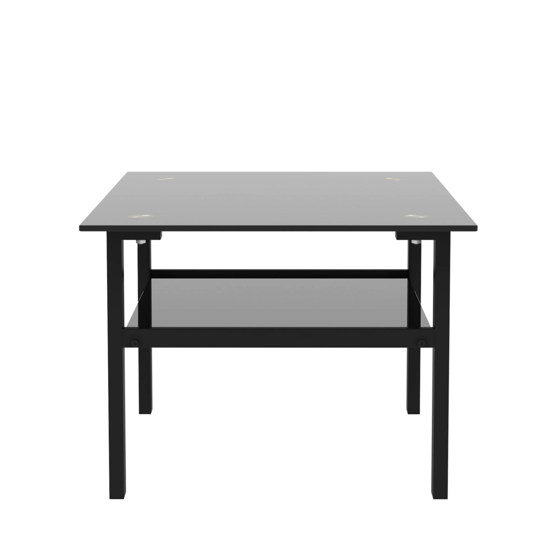 Aukfa Rectangle Tempered Glass Coffee Table Metal Tube Legs End Table for Living Room, Black