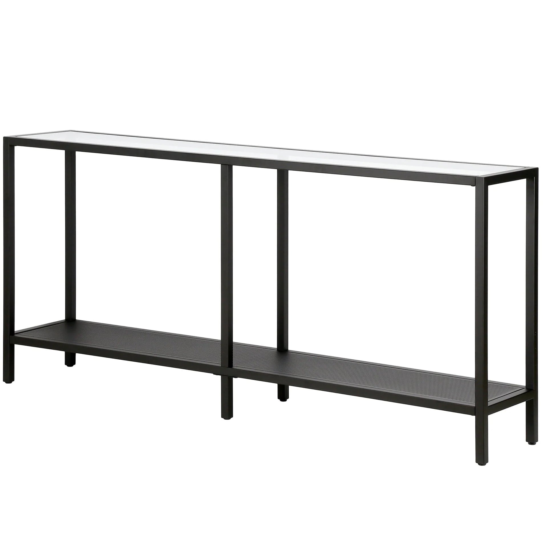 Evelyn& Zoe Contemporary Metal Console Table with Glass Top
